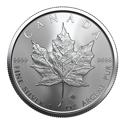A picture of a 1 oz Silver Maple Leaf Coin (2023)